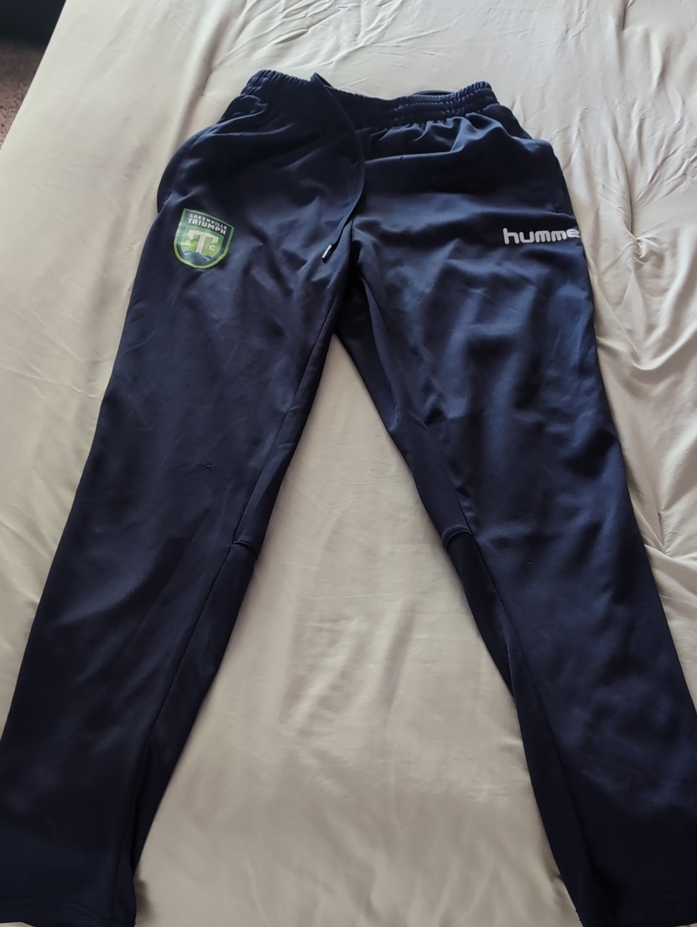 Hummel Dark Blue Athletic Track Pants with Team Crest